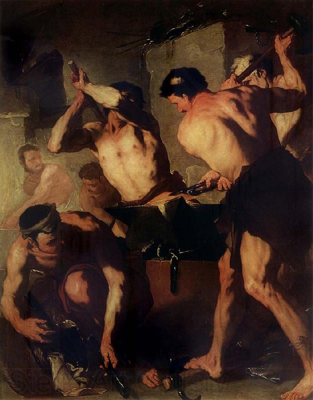 Luca  Giordano The Forge of Vulcan France oil painting art